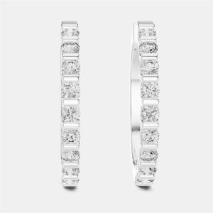 0.60 ct Round Cut 18k White Gold Lab Grown Diamond Hoop Earrings, Earrings - Luxury Closet