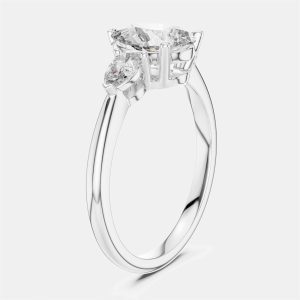 1.50 ct Pear Cut 18k White Gold Lab Grown Diamond Ring Size 53, Rings - Luxury Closet