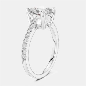 2.00 cts Pear & Round 18k White Gold Lab Grown Diamond Ring Size 53, Rings - Luxury Closet