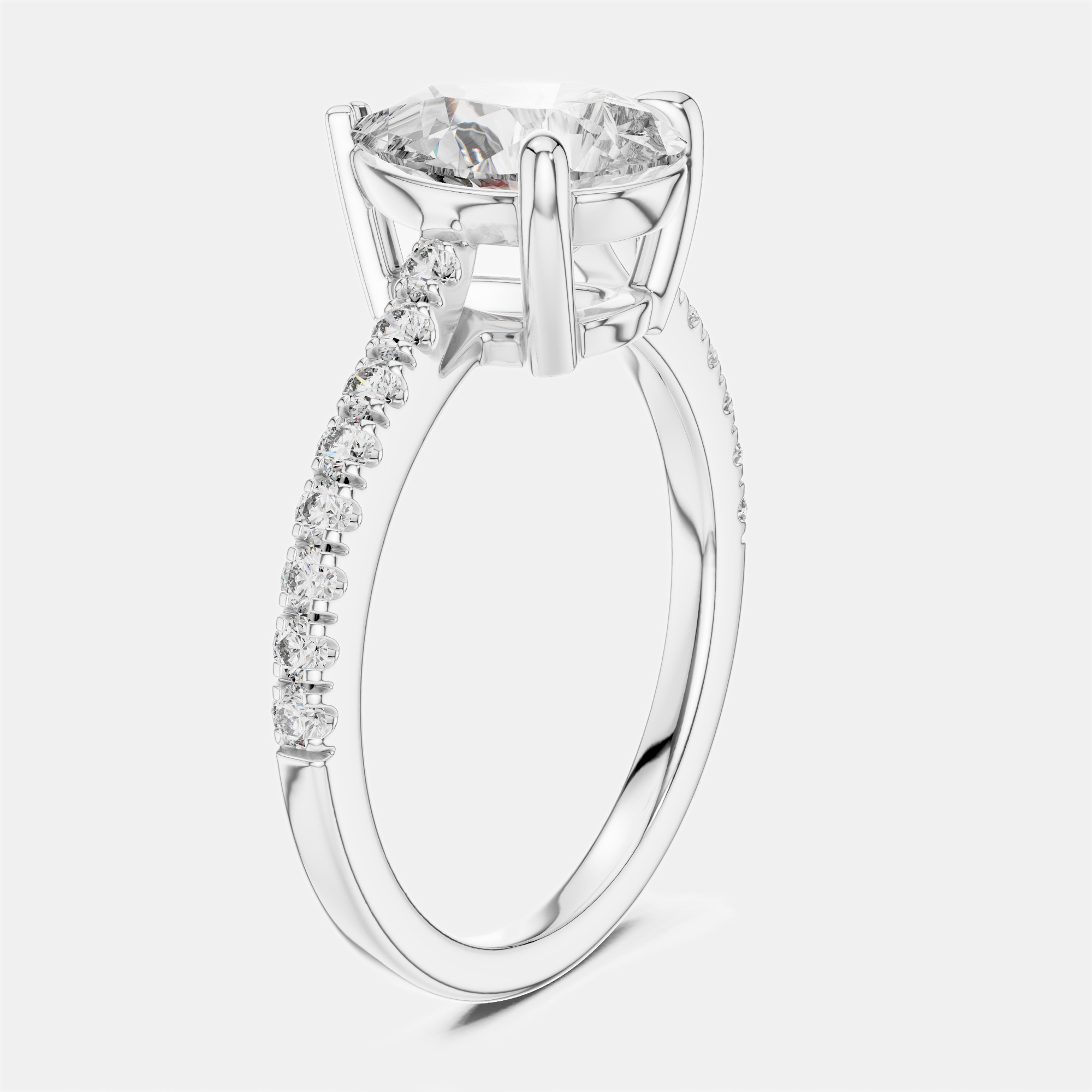 2.00 cts Pear & Round 18k White Gold Lab Grown Diamond Ring Size 53, Rings - Luxury Closet