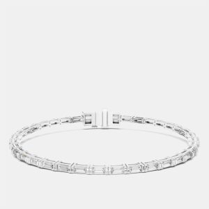 3.00 ct Emerald Cut 18k White Gold Lab Grown Diamond Tennis Bracelet 16 cm, Bracelets - Luxury Closet