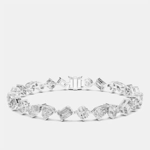 10.00 cts Mixed Fancy Cut 18k White Gold Lab Grown Diamond Bracelet, Bracelets - Luxury Closet