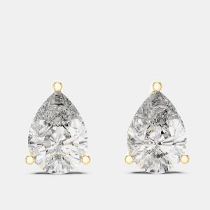 4.00 cts Pear Cut 18k Yellow Gold Lab Grown Diamond Stud Earrings, Earrings - Luxury Closet