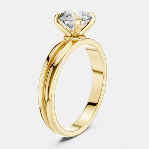 6.00 cts Round 18k Yellow Gold Solitaire Lab Grown Diamond Band Size 53, Rings - Luxury Closet