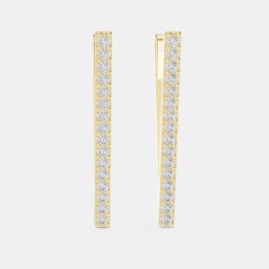 1.00 cts Round Cut 18k Yellow Gold Lab Grown Diamond Earrings, Earrings - Luxury Closet