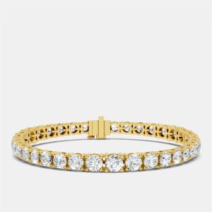 13.00 cts Graduating Round Cut 18k Yellow Gold Lab Grown Diamond Tennis Bracelet 16 cm, Bracelets - Luxury Closet