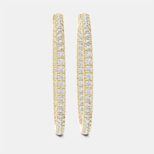 1.00 cts Round Cut 18k Yellow Gold Lab Grown Diamond Hoop Earrings, Earrings - Luxury Closet