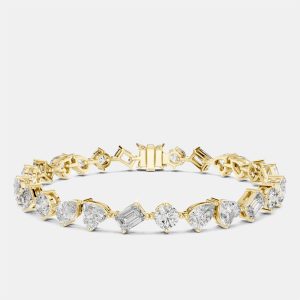 10.00 cts Mixed Fancy Cut 18k Yellow Gold Lab Grown Diamond Bracelet, Bracelets - Luxury Closet