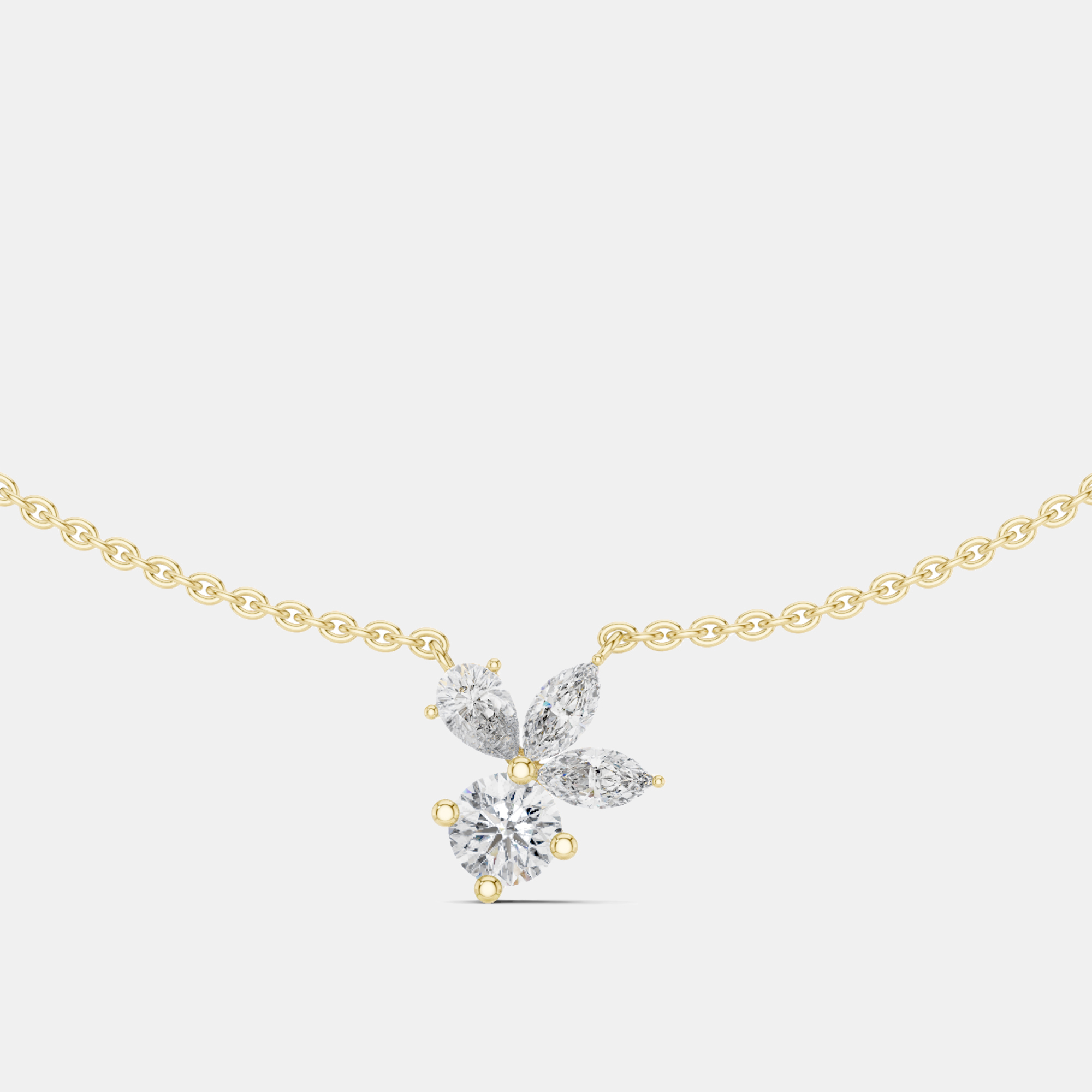 2.00 cts Fancy Pear Cut 18k Yellow Gold Lab Grown Diamond Pendant Necklace, Necklaces - Luxury Closet