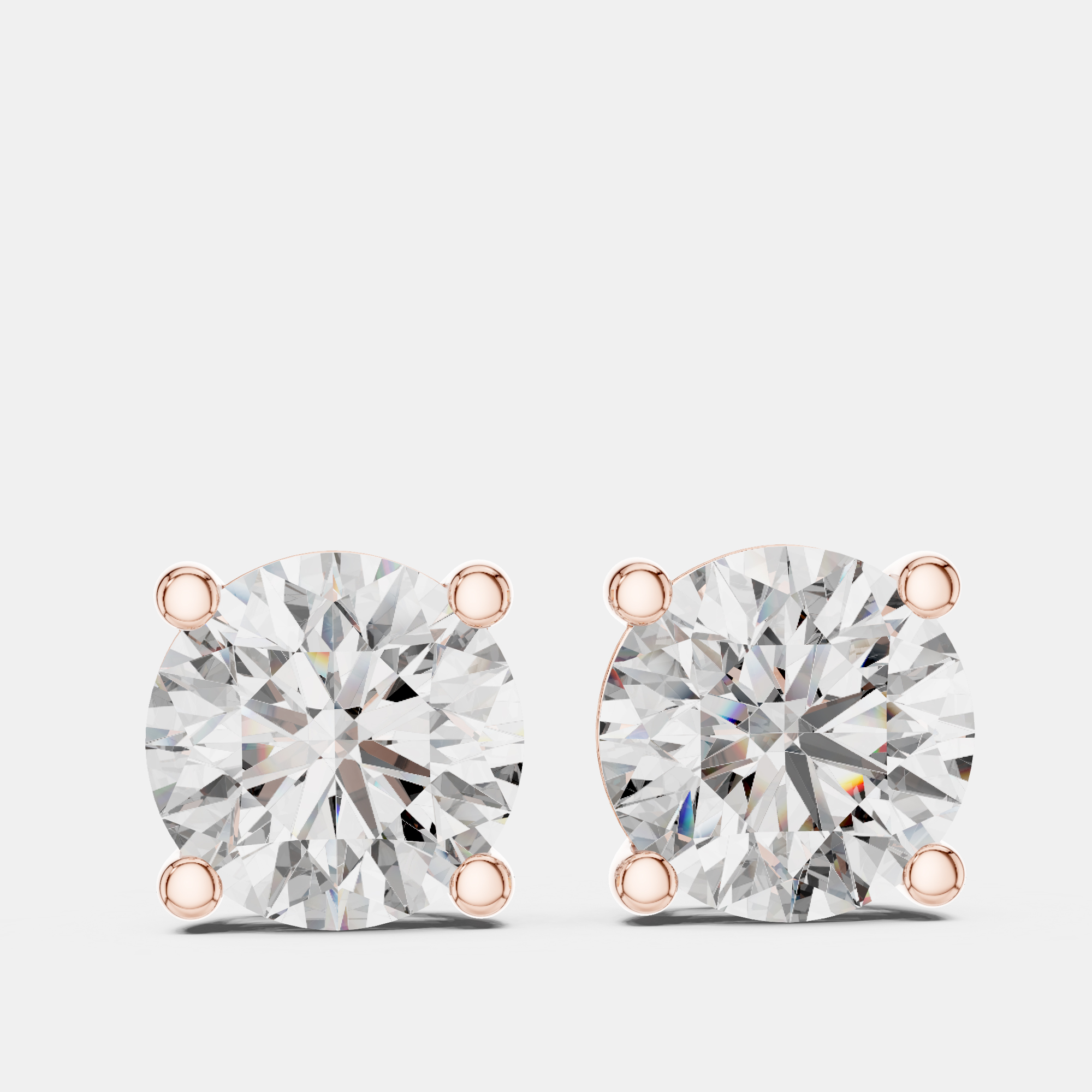 4.00 cts Round Cut 18k Rose Gold Lab Grown Diamond Stud Earrings, Earrings - Luxury Closet