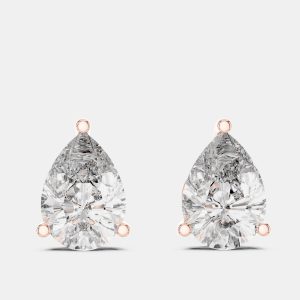 4.00 cts Pear Cut 18k Rose Gold Lab Grown Diamond Stud Earrings, Earrings - Luxury Closet