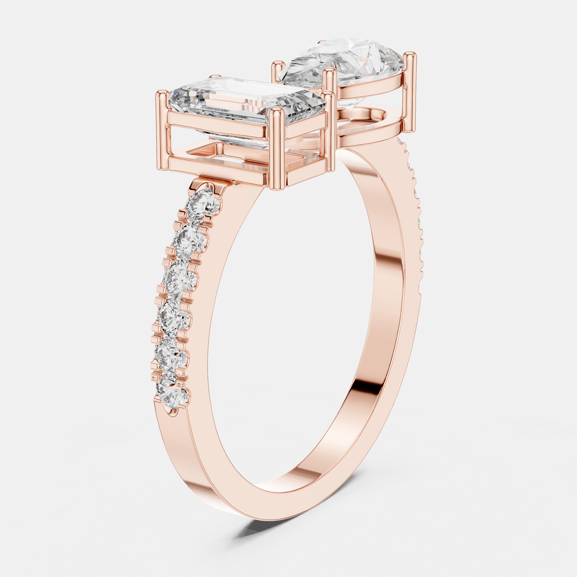 6.2 cts Multi-Shape 18k Rose Gold Lab Grown Diamond Ring Size 53, Rings - Luxury Closet
