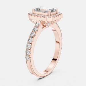 1.65 cts Center Emerald Cut 18k Rose Gold Solitaire Lab Grown Diamond Ring Size 53, Rings - Luxury Closet
