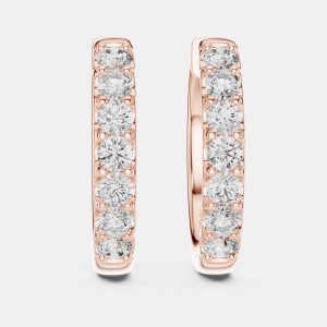 0.70 cts Round Cut 18k Rose Gold Lab Grown Diamond Hoop Earrings, Earrings - Luxury Closet