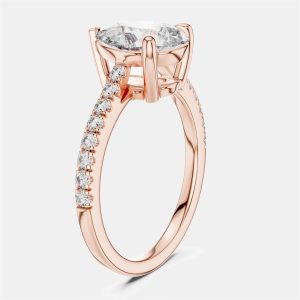 2.00 cts Pear & Round 18k Rose Gold Lab Grown Diamond Ring Size 53, Rings - Luxury Closet