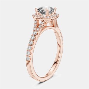 1.00 cts Round 18k Rose Gold Lab Grown Diamond Ring Size 53, Rings - Luxury Closet