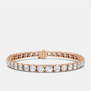 13.00 cts Graduating Round Cut 18k Rose Gold Lab Grown Diamond Tennis Bracelet 16 cm, Bracelets - Luxury Closet