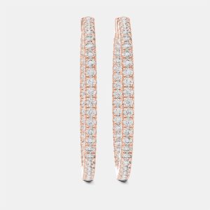 1.00 cts Round Cut 18k Rose Gold Lab Grown Diamond Hoop Earrings, Earrings - Luxury Closet