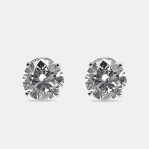 8.00 cts Round Brilliant Cut 18k White Gold Lab Grown Diamonds Solitaire Stud Earrings, Earrings - Luxury Closet