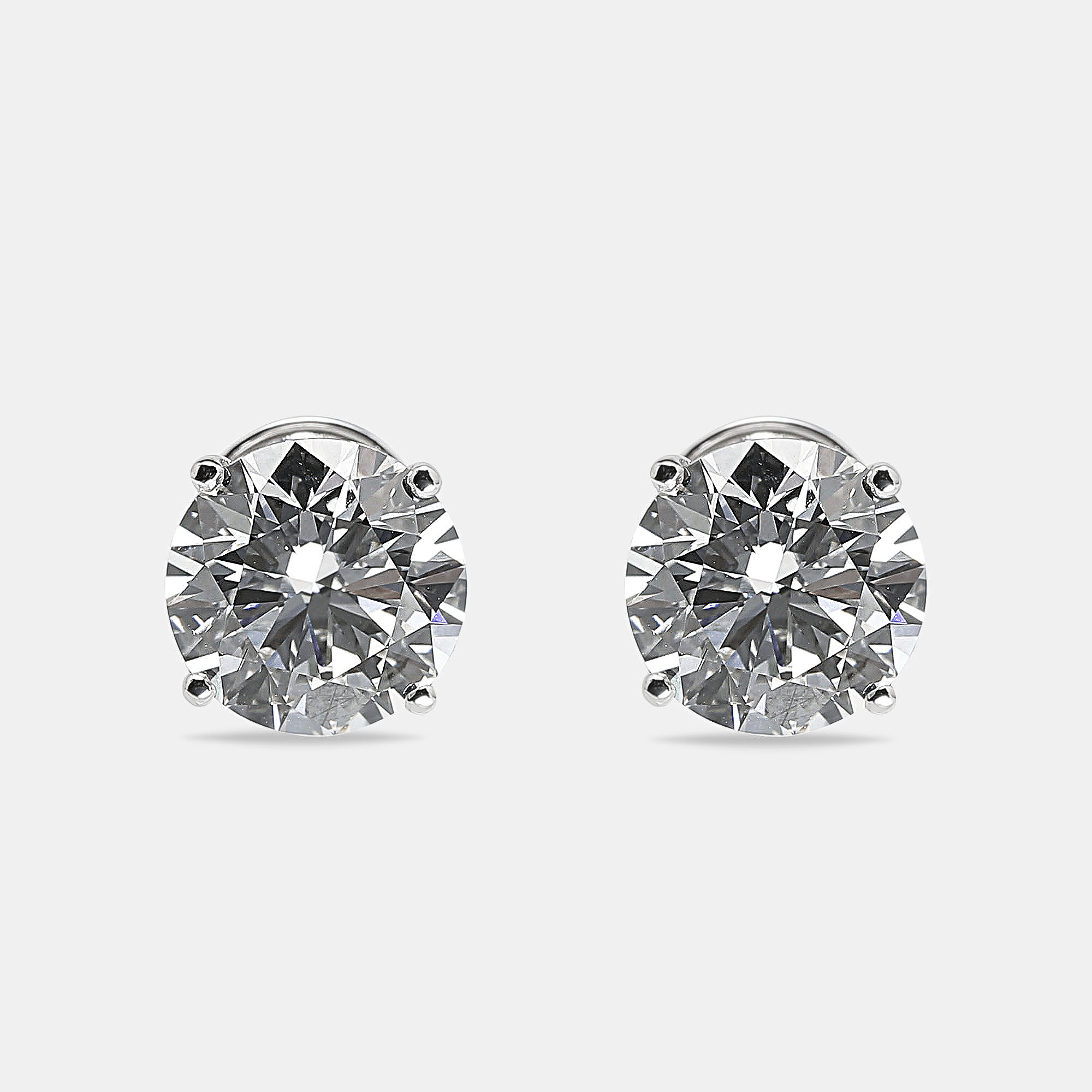 8.00 cts Round Brilliant Cut 18k White Gold Lab Grown Diamonds Solitaire Stud Earrings, Earrings - Luxury Closet