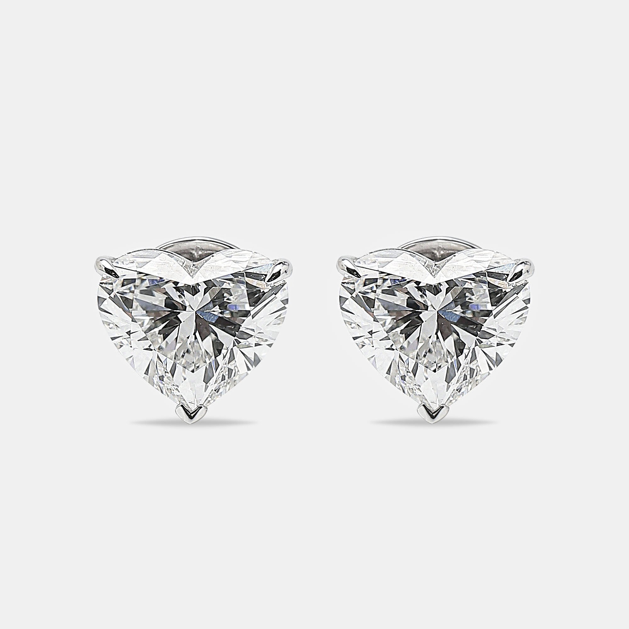 6.00 cts Heart Brilliant Cut 18k White Gold Lab Grown Diamonds Solitaire Stud Earrings, Earrings - Luxury Closet