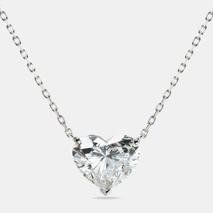 3.00 cts Heart Brilliant Lab Grown Diamond 18k White Gold Necklace, Necklaces - Luxury Closet