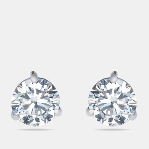 0.62 cts Round Brilliant Cut 18k White Gold Lab Grown Diamonds Solitaire Stud Earrings, Earrings - Luxury Closet