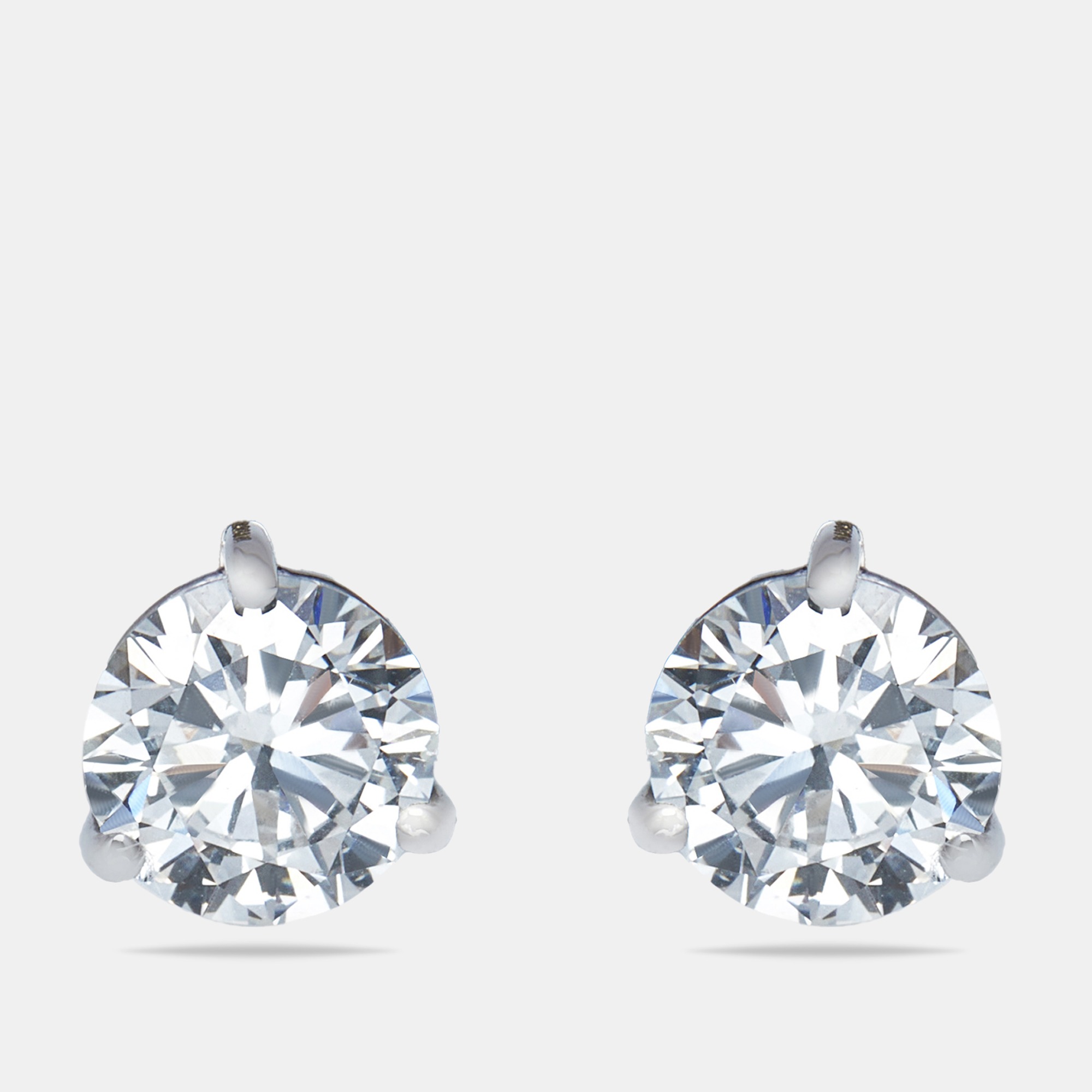0.62 cts Round Brilliant Cut 18k White Gold Lab Grown Diamonds Solitaire Stud Earrings, Earrings - Luxury Closet