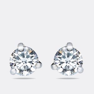 2.09 cts Round Brilliant Cut 18k White Gold Lab Grown Diamonds Solitaire Stud Earrings, Earrings - Luxury Closet
