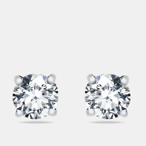 2.10 cts Round Brilliant Cut 18k White Gold Lab Grown Diamond Solitaire Stud Earrings, Earrings - Luxury Closet