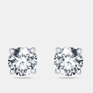 0.65 cts Round Brilliant Cut 18k White Gold Lab Grown Diamonds Solitaire Stud Earrings, Earrings - Luxury Closet
