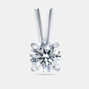 0.35 cts Round Brilliant Cut 18k White Gold Lab Grown Diamond Pendant, Necklaces - Luxury Closet