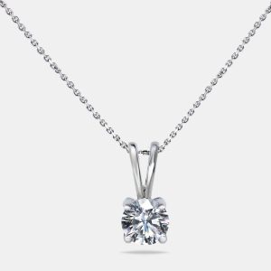 0.33 ct Round Brilliant Cut 18k White Gold Lab Grown Diamond Solitaire Pendant Necklace, Necklaces - Luxury Closet