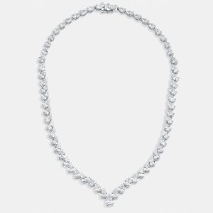 30 cts Pear Lab Grown Diamond 18k White Gold Necklace, Necklaces - Luxury Closet