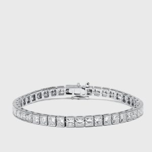 13 cts Princess Lab Grown Diamond 18k White Gold Bracelet, Bracelets - Luxury Closet