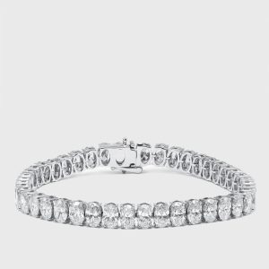 18 cts Oval Lab Grown Diamond 18k White Gold Bracelet, Bracelets - Luxury Closet