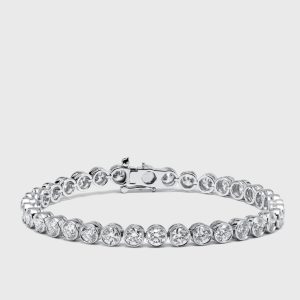 7.5 cts Round Lab Grown Diamond 18k White Gold Bracelet, Bracelets - Luxury Closet