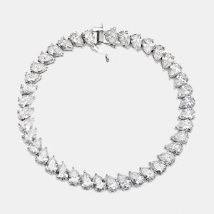 14 cts Pear Lab Grown Diamond 18k White Gold Bracelet, Bracelets - Luxury Closet