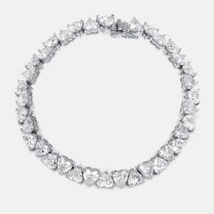 15.5 cts Heart Lab Grown Diamond 18k White Gold Bracelet, Bracelets - Luxury Closet