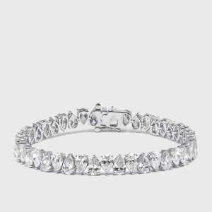 15.5 cts Pear Lab Grown Diamond 18k White Gold Bracelet, Bracelets - Luxury Closet