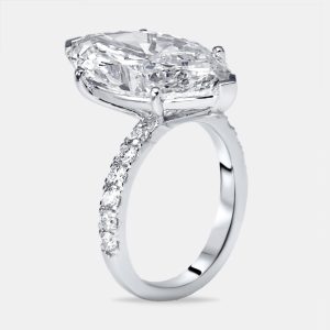 9.5 cts Marquise Round Lab Grown Diamond 18k White Gold Ring Size 51, Rings - Luxury Closet