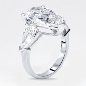 9 cts Pear Lab Grown Diamond 18k White Gold Ring Size 51, Rings - Luxury Closet