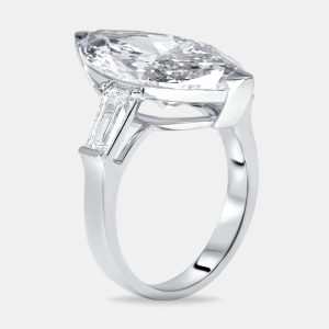 9 cts Marquise Trapezoid Lab Grown Diamond 18k White Gold Ring Size 52, Rings - Luxury Closet