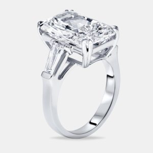 7.8 cts Radiant Trapezoid Lab Grown Diamond 18k White Gold Ring Size 52, Rings - Luxury Closet