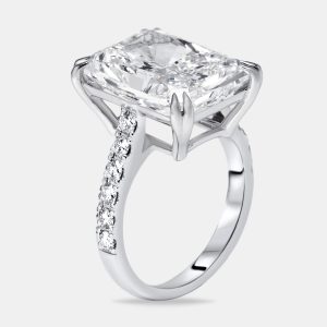10.3 cts Radiant Trapezoid Lab Grown Diamond 18k White Gold Ring Size 52, Rings - Luxury Closet