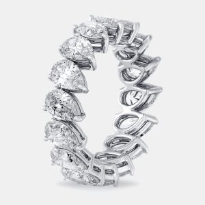 5 cts Pear Lab Grown Diamond 18k White Gold Eternity Ring Size 53, Rings - Luxury Closet
