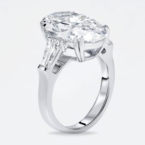 8 cts Oval Trapezoid Lab Grown Diamond 18k White Gold Ring Size 53, Rings - Luxury Closet