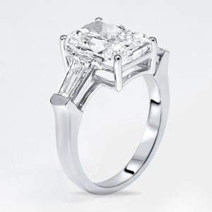4.8 cts Radiant Trapezoid Lab Grown Diamond 18k White Gold Ring Size 54, Rings - Luxury Closet