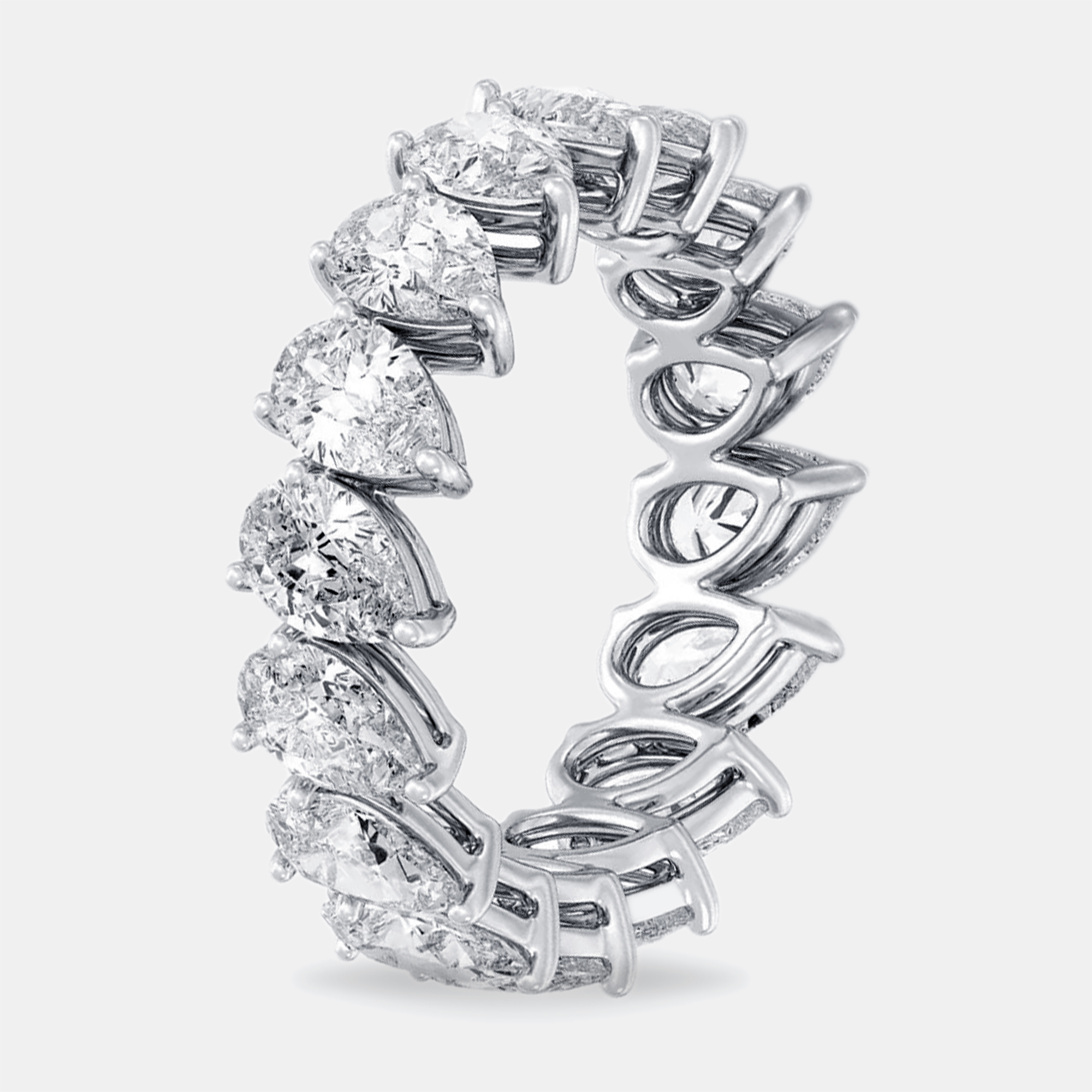 5 cts Pear Lab Grown Diamond 18k White Gold Eternity Ring Size 54, Rings - Luxury Closet