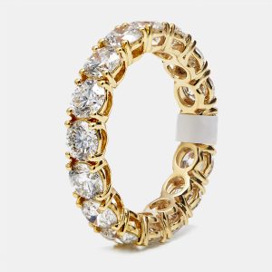 4.4 cts Round Brilliant Lab Grown Diamonds 18k Yellow Gold Eternity Band Ring Size 52, Rings - Luxury Closet